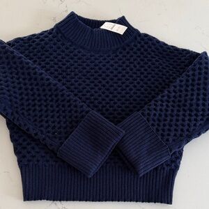 J. Crew Deep Blue Honeycomb Knit Sweater